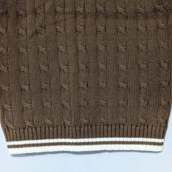 Brandy Melville Brown Cable Knit V-neck Sweater Vest, Made In Italy One Size NWT - Picture 12 of 12